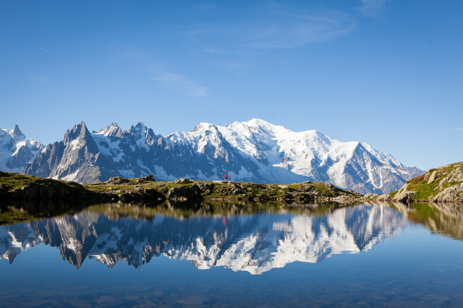 Le Mont Blanc depuis le lac de Chéserys