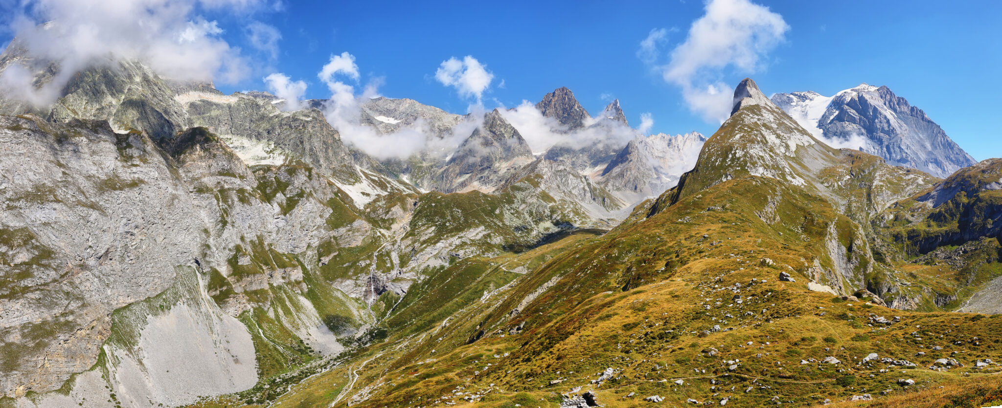 Aiguille de la Vanoise from Le Moriond in Vanoise national park of french alps, France